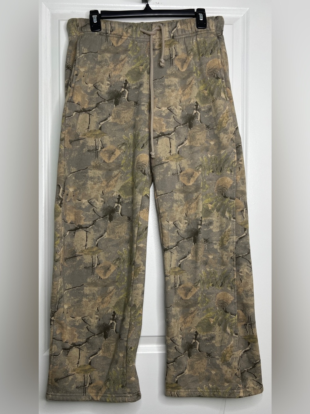 Garage UltraFleece Straight Leg Sweatpants Green Camouflage Logo Mid Rise Size M